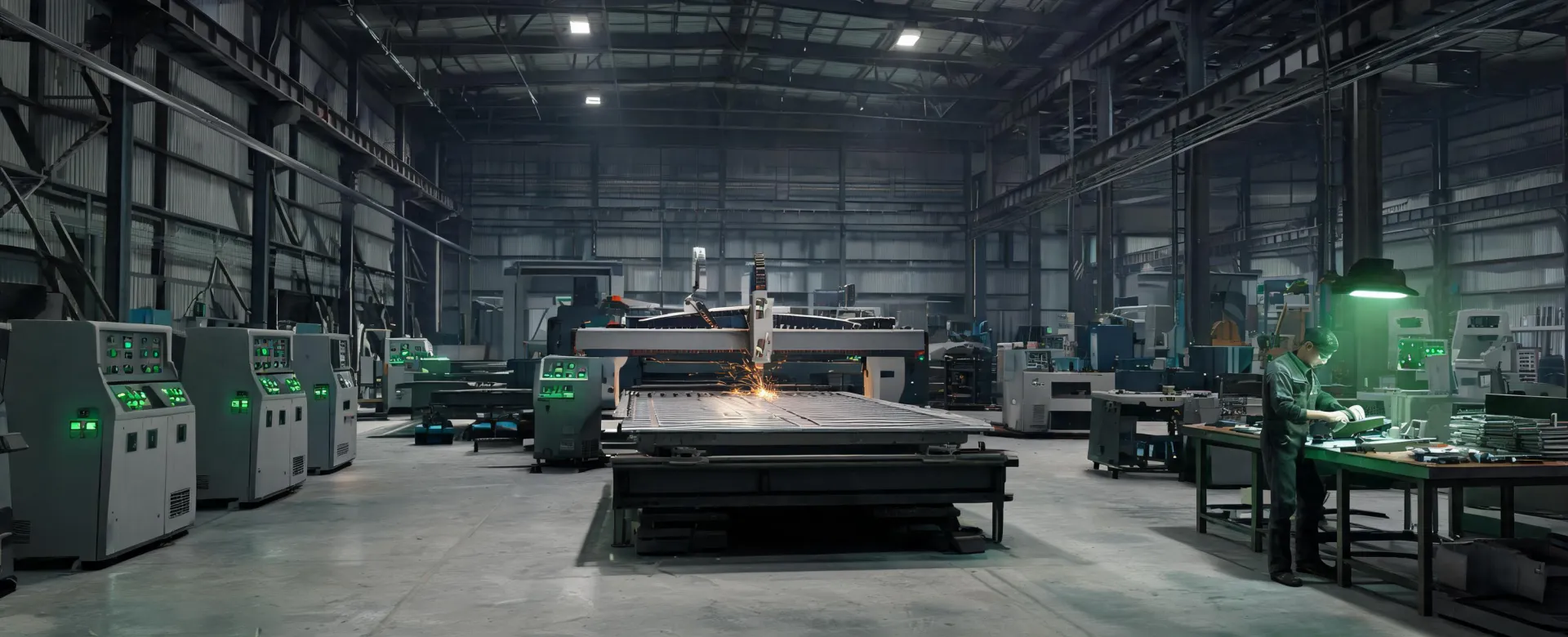 High bay manufacturing floor with plasma systems
