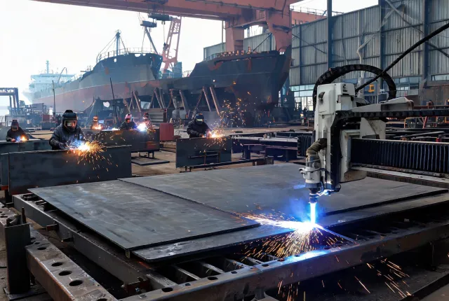 Shipbuilding plate cutting operation